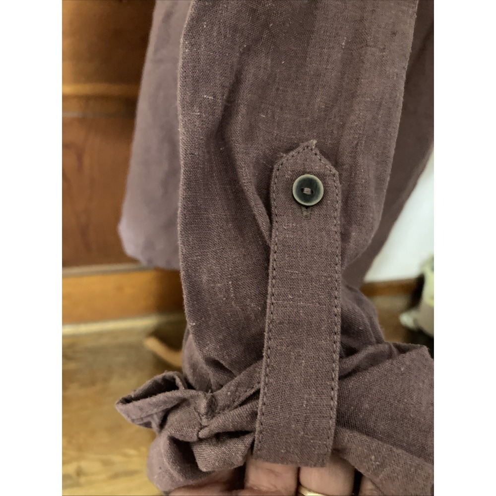 Prana Aster Tunic‎ Women's Sz L New Mauve Hemp Long Sleeve Button Zip Pocket $89 - Picture 4 of 10